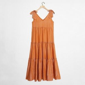 Anthropologie Maeve Soraya Shimmer Tiered Maxi Dress in Orange